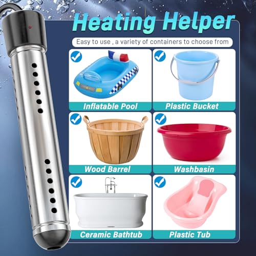 2000W Portable Electric Water Heater with LCD Thermometer for Home & Camping