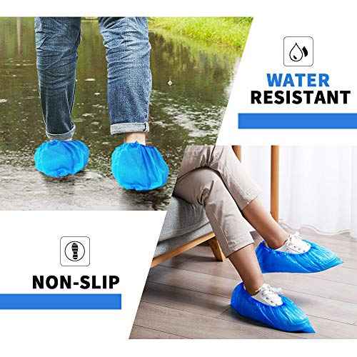 100 Pack 50 Pairs Disposable Shoe Covers Boot Cover Waterproof, Dust proof, The Size Fit Most, Non-slip, Blue, Protect Your Shoes, Floor, Carpet