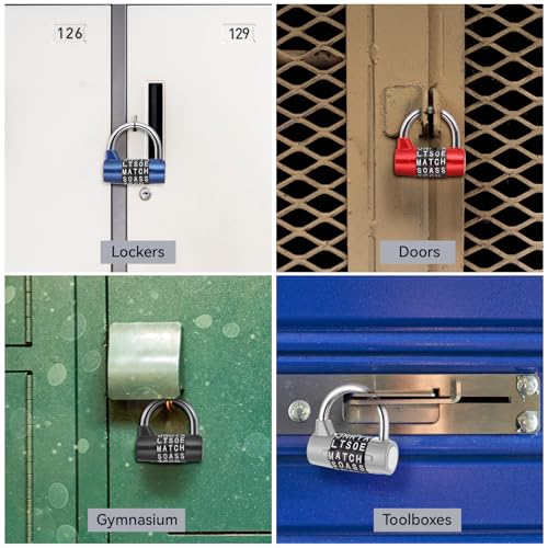 4 Pcs 5 Letter Combination Lock Safety Padlock Combination Locks Keyless Resettable Metal Lock for School Gym Sports Locker Fence Toolbox Case Hasp Cabinet Storage