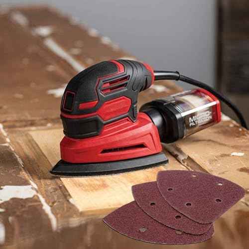 Detail Sander Sandpaper, Assorted 40/80/120/180/240 Grits Mouse Sanding Pads 5 Holes Hook and Loop Sanding Sheets for 140mm Mouse Palm Detail Sanders, 50pcs