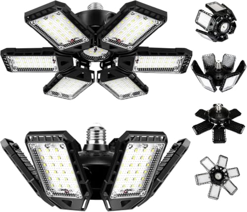 Aoretic 6+1 Panel LED Garage Light 180W 18000LM 6500K, 2 Pack