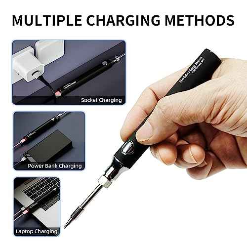 SEQURE Cordless Soldering Iron Kit 1000mAh Portable USB Solder Iron Rechargeable Soldering Kit for Electronics, Appliance Repair, DIY