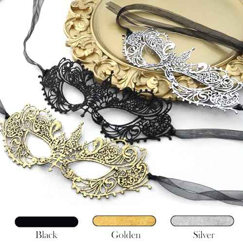 TCOTBE 3-Piece Venetian Party Lace Masquerade Masks - Women's Sexy Elastic Masks for Halloween & Mardi Gras