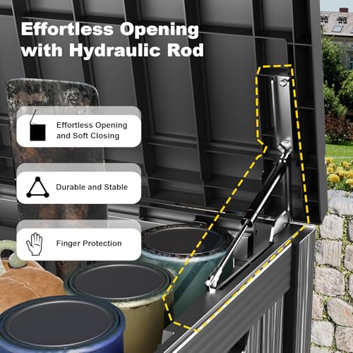 PatioZen 200 Gallon Lockable Waterproof Deck Box Black - Outdoor Storage