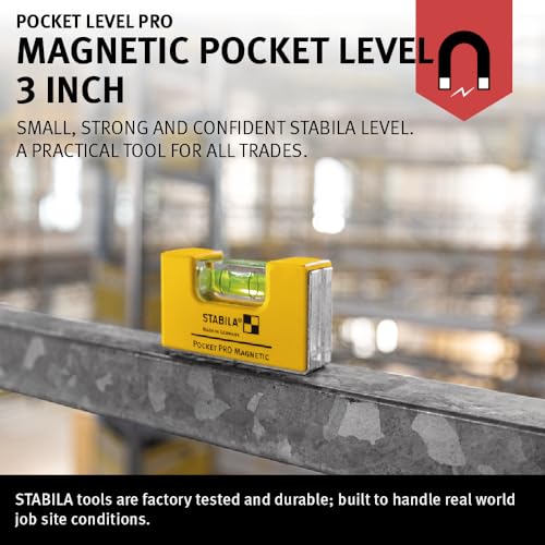 Stabila Pocket Level Pro 11901 — Small Magnetic Bubble Level with Belt Clip