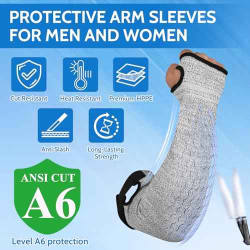 Cut Resistant Arm Sleeves for Men Women, ANSI A6 Arm Protectors for Thin Skin& Bruising for gardening Farming Yard