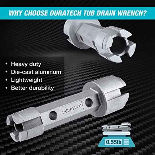DURATECH Tub Drain Remover Wrench, Dual Ended Aluminum Alloy Wrench for Bath and Shower Drains