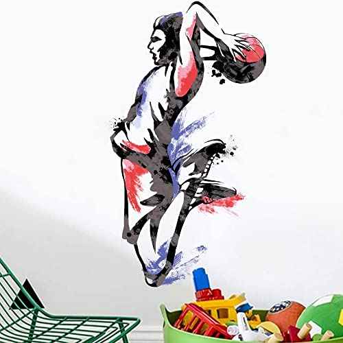 Runtoo Basketball Player Wall Art Decal Slam Dunk Sports Wall Stickers Teens Boys Bedroom Gym Decor