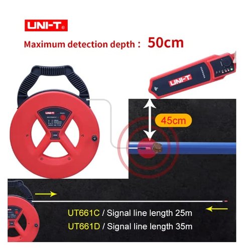 UNI-T Uni-Trend Iron Pipe Blockage DetectorUT661C UT661D Plumbers Pipeline Clogging Locating Instrument Pinpointer Waterproof Iron Pipe Blockage Detector(UT661D)