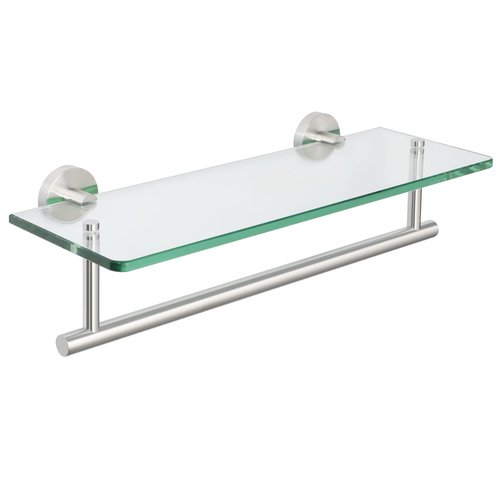 Alise Glass Shelves for Bathroom, 15.7 Inch Floating Glass Shelves for Wall,SUS304 Stainless Steel Floating Shelves for Bathroom, Toilet Room Decoration Brushed Finish GDL400BAR-LS