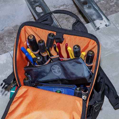 Klein Tools 55569 Stand-Up Zipper Bag Tool Pouch with Carabiners, Reinforced Gusseted Bottoms, Water Resistant 1680d, Multi-Size 5-Pack