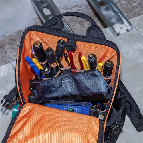 Klein Tools 55569 16.5-Inch Stand-Up Zipper Tool Bags Set with Carabiners, Reinforced Gusseted Bottom, Water-Resistant 1680d, 5-Pack
