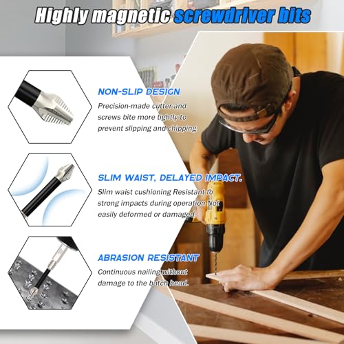 6 Pack High Magnetic Screwdriver Drill Bit Set, k5 Anti Slip bit, Electric Precision Screwdriver Set, 25 50 65 70 90 150mm
