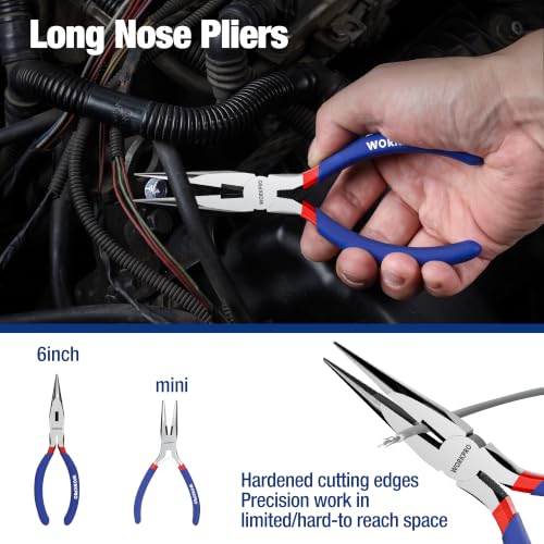 WORKPRO 7-Piece Pliers Set with Comfort Grip - Blue Hand Tools Kit