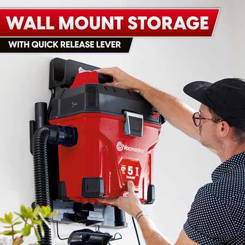 Vacmaster VWMB508 5-Gallon Wet/Dry Shop Vacuum with Remote Control, Red