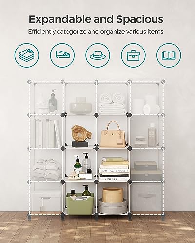 SONGMICS 6 Cube Storage Organizer White 11.8x11.8x11.8 Inches DIY Closet Shelf