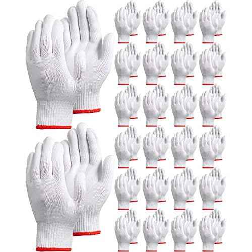 Honeydak 96 Pairs White Cotton Hand Gloves, Cotton Safety Liner Gloves Grip Knit Gloves for Men, Women, BBQ, Hand Repair, Painter Mechanic Warehouse Gardening