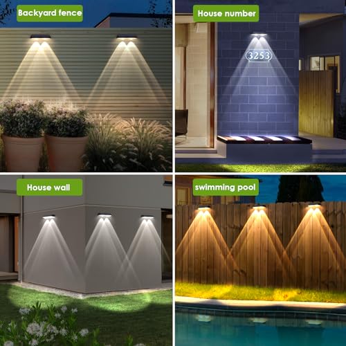 LIANGLOME Solar Fence Lights 3000K/4000K/6000K 8-Pack, 3 Modes, Waterproof Outdoor Lighting