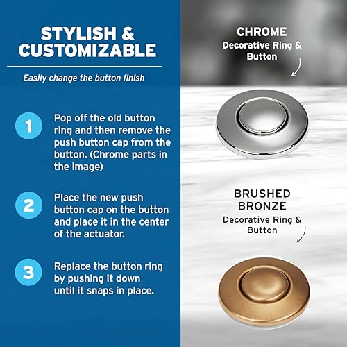 InSinkErator Matte Black Push SinkTop Switch Button for Garbage Disposal