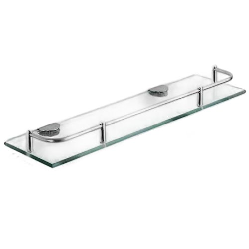 Kalastussaari Glass Floating Shelves for Wall, 4x24 Single Layer Transparent Glass Bathroom Wall Shelf with Metal Rail for Shampoo, Body Wash, Soap