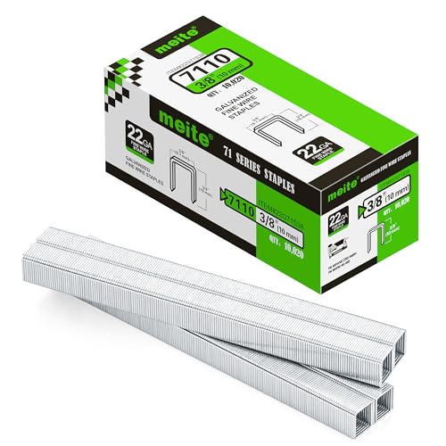 Meite 22 Gauge 3/8-Inch Crown Wide Upholstery Staples 10,020 Pack, Galvanized