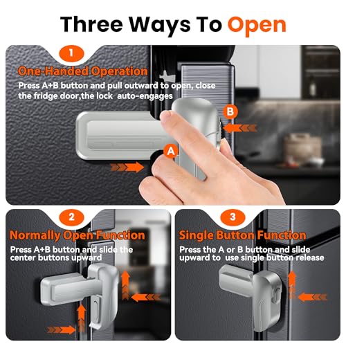 2 Pack Fridge Locks, Single Door Refrigerator Lock for Kids Safety, Durable ABS Child Proof Freezer Latch to Keep Door Closed, Easy Install Child Lock for Fridge, No Tools Need or Drill