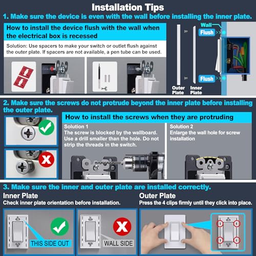 BESTTEN 10 Pack Screwless Snow White Decorator Wall Plates - 1 Gang, Standard Size