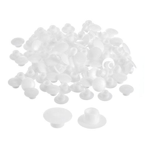 uxcell 400Pcs Screw Hole Plugs, 6mm(1/4") Dia Plastic Snap in Shelf Button Flush Type Caps for Furniture Cabinet Cupboard, White