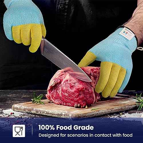 Schwer SlicePro Patented Cut Resistant Gloves AR1345 with ANSI A9 Reinforced 4 Fingers, Food Grade & Touch Screen Cutting Gloves Without Fiberglass, Suit for Kitchen Meat Cutting, L