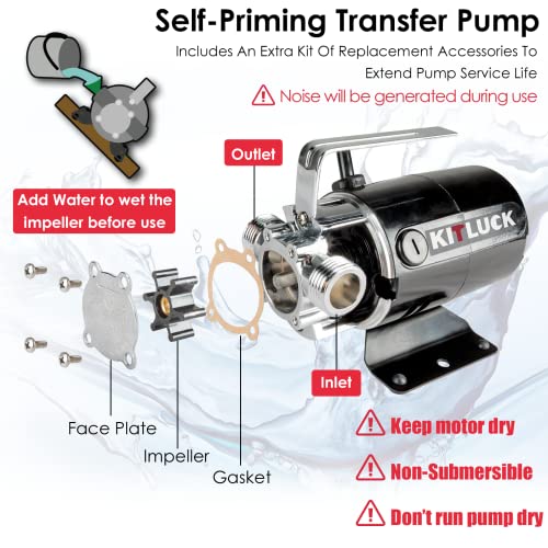 KITLUCK 1/10HP Electric Water Transfer Pump 330GPH with 6ft Suction Hose