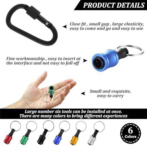 6Pcs 1/4inch Hex Shank Bit Holder Portable Socket Drill Bit Holder Quick Change Aluminum Alloy Long and Short Drill Bit Holder Extension Bar Keychain Drill Bit Holder for Drill Bit