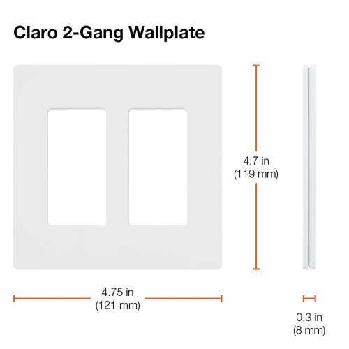 Lutron Claro 2 Gang Decorator/Rocker Wallplate, For Light Dimmers, Switches and Accessories, Snap-On Installation, No Visible Screws, Satin, SC-2-SW, Snow