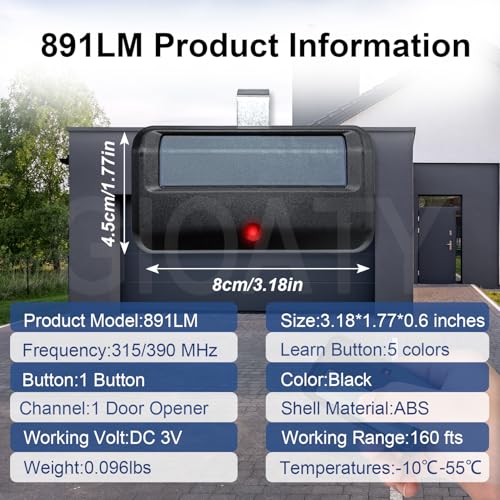GIOATY 2-Pack Garage Door Remote Compatible with Chamberlain LiftMaster Craftsman 891LM