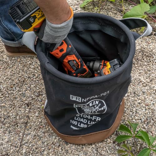 Klein Tools 5104FR Flame-Resistant No. 4 Canvas Tool Bucket – One Size