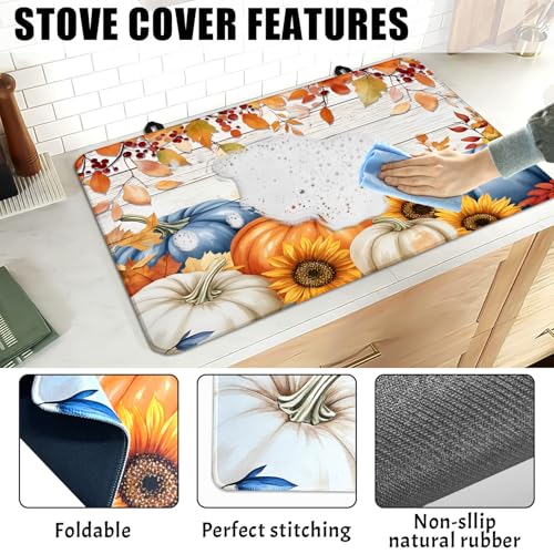 Seimip Hello Fall Pumpkin 28x20 Silicone Stove Top Cover — Heat-Resistant Glass Cooktop Pad