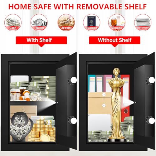 Tipiyajo 3.4Cuft Large Digital Fireproof Waterproof Home Safe Box, Programmable Keypad