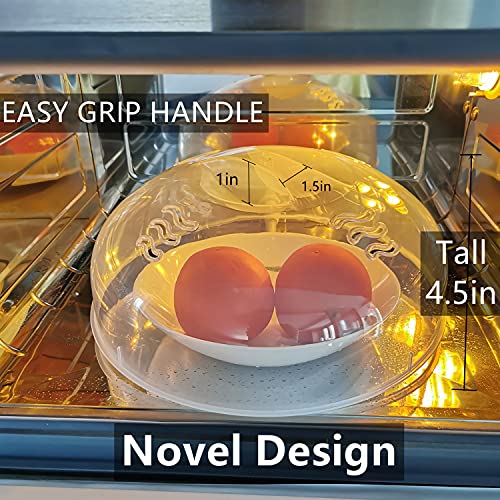 Tusjiain 11.5 Inch Microwave Splatter Cover, Tall Clear BPA Free Lid with Easy-Grip Handle