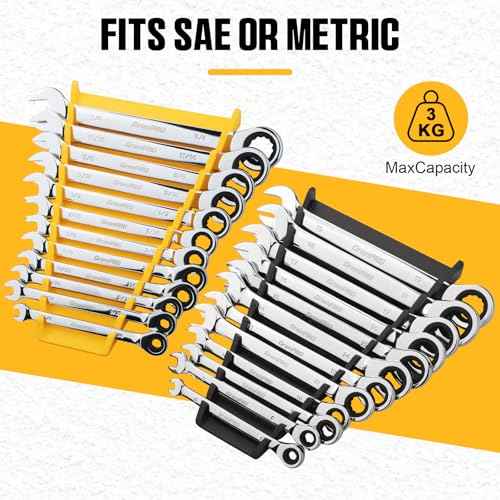 Wrench Organizer for Tool Box, 2 Pack Magnetic Wrench Holders Organizers, Storage for Tool Box Drawer, SAE 1/4" - 15/16" & Metric 6 MM-24 MM Wrenchs Rack
