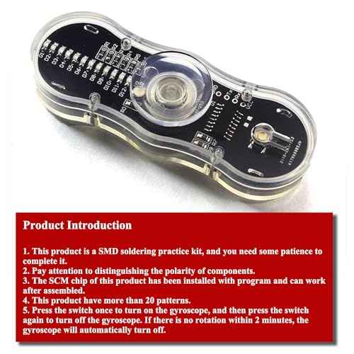 ISolderStore LED Rotating Gyroscope DIY Kit 2 Leaves Gyroscope SMD Soldering Project Soldering Practice Kit Electronics Kit for Students