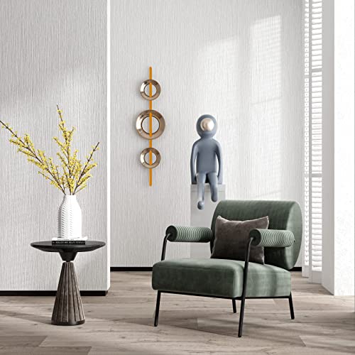 Haimin White Grasscloth Textured Peel and Stick Wallpaper 24x393in