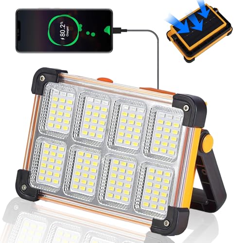 YXQUA 120W Solar Rechargeable Work Light Yellow 144 LED 10000LM IP65