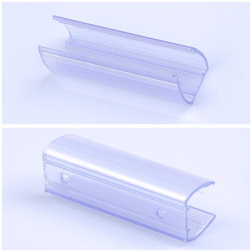 DELight 2" Plastic U Channel System 50PCS Clear PVC Universal LED Track Mounting Holder Accessories for 9/16" Neon Flex Strip Light Outdoor Indoor