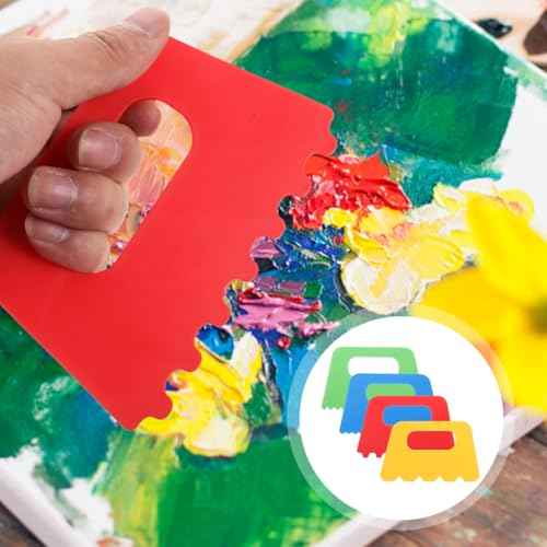 4pcs Plastic Paint Scraper Tool, Plastic Textured Paint Supplies Graffiti Painting Tools Putty Scraper For Textured Art On Canvas Acrylic Painting