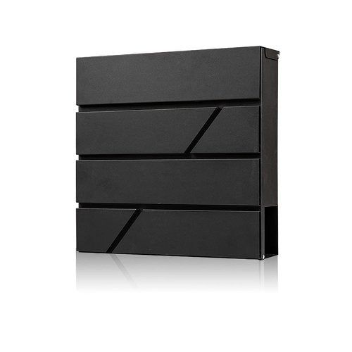 Yoocabinet Mailbox Wall Mount,Large Capacity Locking Mailbox for Outside,Galvanized Steel Cover and Rust-Proof Metal Post Box with Newspaper Holder,14.6"x14.6"x4.3" Black,MD025B