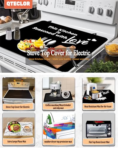 QTECLOR ZQ 28.5" x 20.5" Extra Large Glass Stove Top Protector Cover