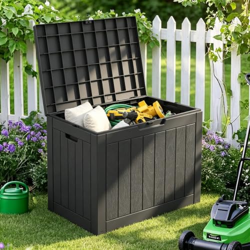NUNU LAB 35 Gallon Waterproof Lockable Outdoor Storage Box - Black