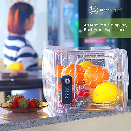 Urban August Clear Combination Lock Box for Food & Medicine - Dual Key & Code Lock, Industrial-Grade Plastic, Compact Storage
