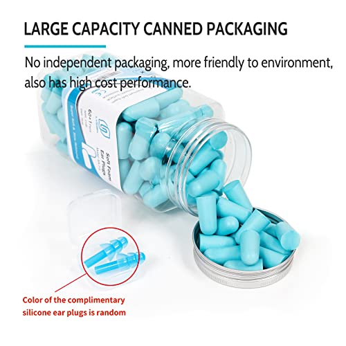 LYSIAN Soft Foam Ear Plugs for Sleeping Lake Blue 60 Pairs Noise Reduction 38dB