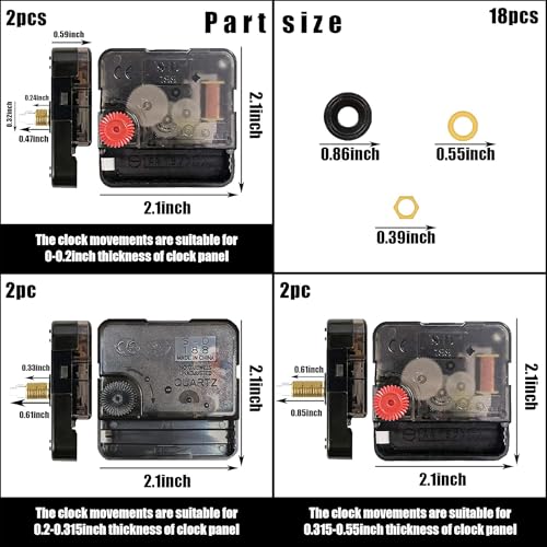 PARAOR Style 2 6 Pack High Torque Quartz Clock Movements for Repair