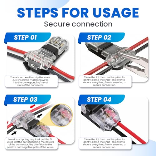 30PCS Low Voltage 3-Way Wire Tap Connectors for 18-22 AWG Cables, Solderless Splitters